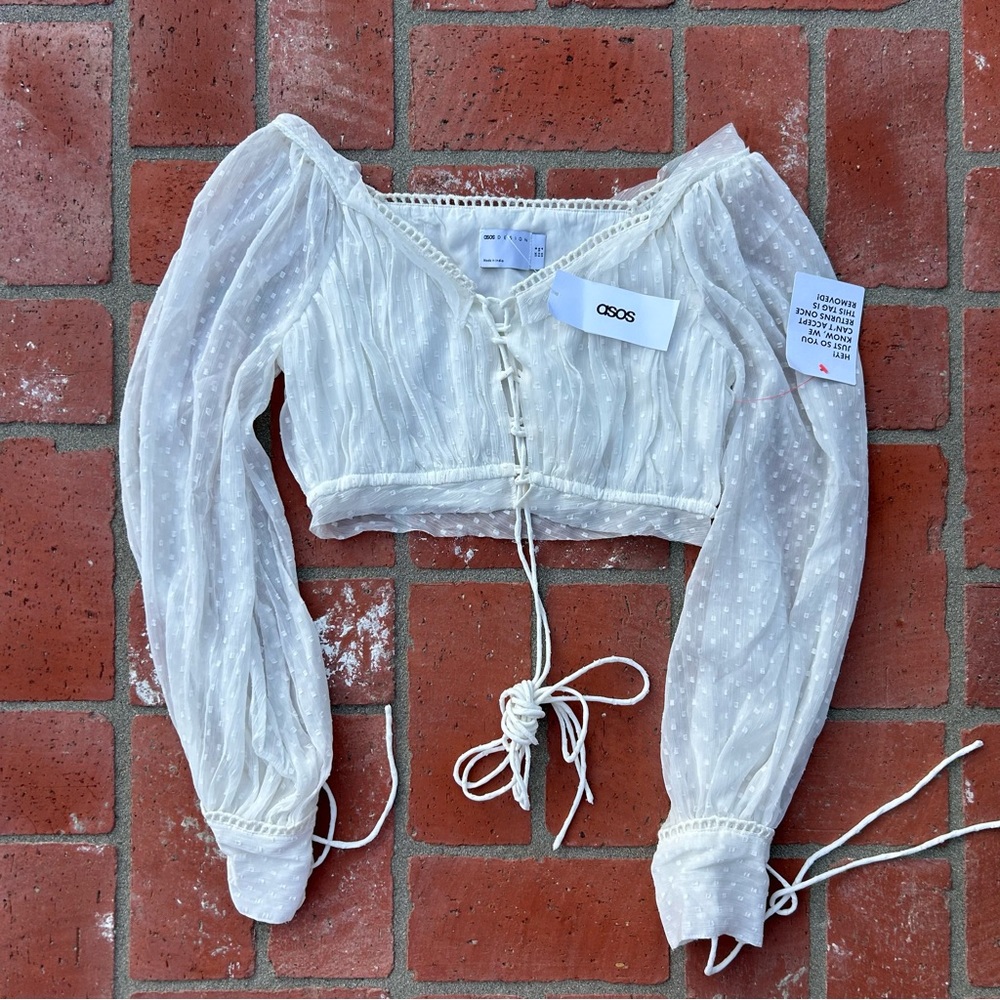 NWT ASOS White Long Sleeve Crop Blouse